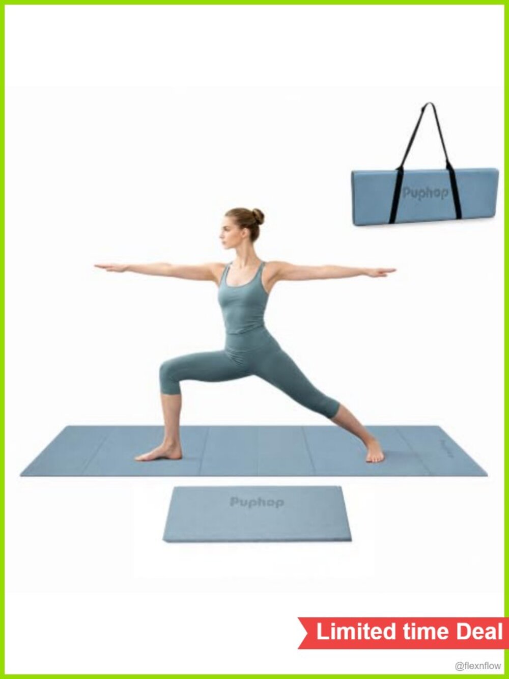 Foldable Yoga Mat 8 Panels Non-slip Suede Exercise Mat Lightweight Portable for
